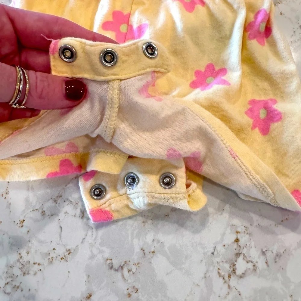 12-18m old navy Kids Romper - Pink Floral on Yellow
